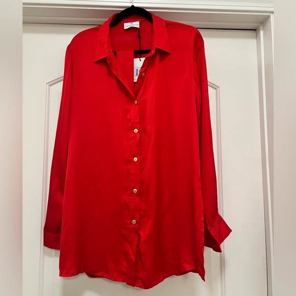 NWT Chloe Kristyn Erin Button Down Top with Tie Belt - Picture 7 of 13